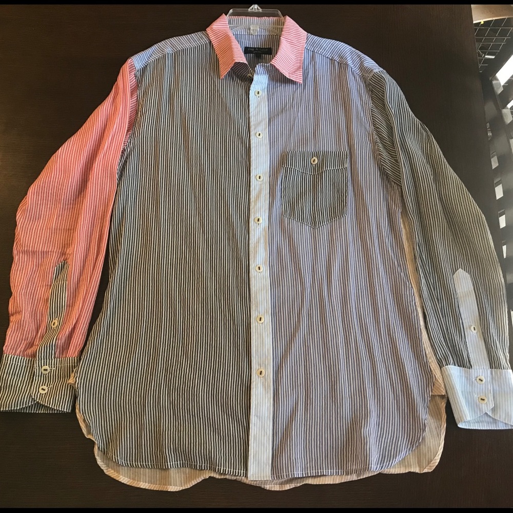 Rag & Bone size 6 multi-colored striped blouse.